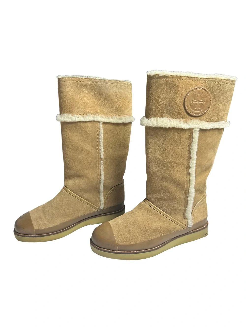 Tory Burch Amelie Suede Shearling Boots Tan Size 8.5 (Est)